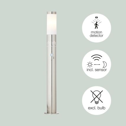 Brilliant - LED Āra lampa ar sensoru LEIGH LED/0,9W/230V + 1xE27/11W 80 cm IP44 spīdīgi hromēts