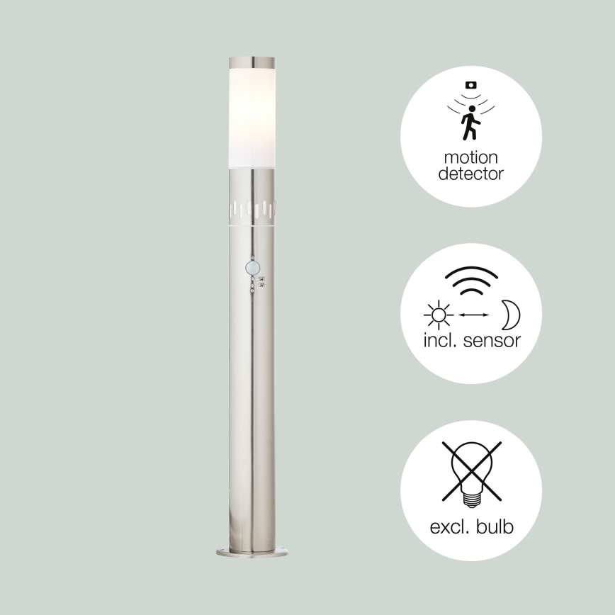 Brilliant - LED Āra lampa ar sensoru LEIGH LED/0,9W/230V + 1xE27/11W 80 cm IP44 spīdīgi hromēts
