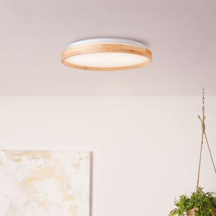 Brilliant - LED Griestu lampa ALSON LED/26W/230V 3000/4500K d. 39,5 cm gumijkoks - FSC sertificēts