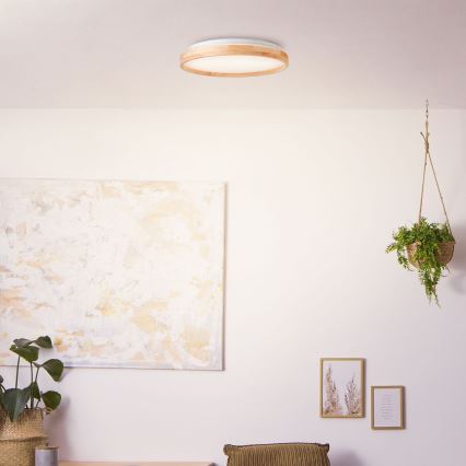Brilliant - LED Griestu lampa ALSON LED/26W/230V 3000/4500K d. 39,5 cm gumijkoks - FSC sertificēts