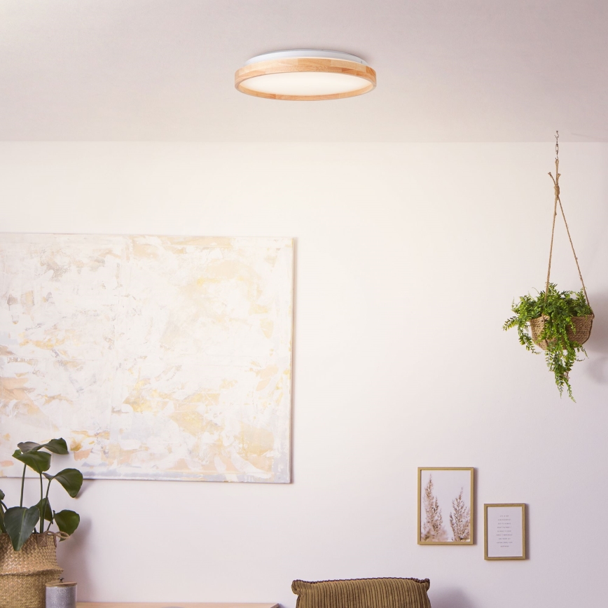 Brilliant - LED Griestu lampa ALSON LED/26W/230V 3000/4500K d. 39,5 cm gumijkoks - FSC sertificēts
