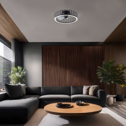Brilliant - dimmējams LED griestu gaismeklis ar ventilatoru CAPO LED/36W/230V 2700-6500K Ø 48 cm melns + tālvadības pults