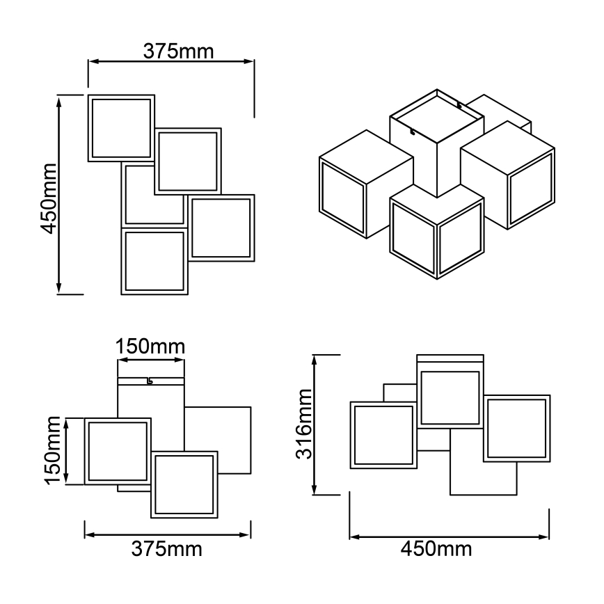 Brilliant - LED Griestu lampa CUBIX 5xLED/7,6W/230V 3000K balta