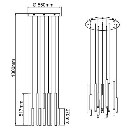 Brilliant - regulējama LED lustra uz troses CEMBALO LED/70W/230V matēts hroms/melns/brūns