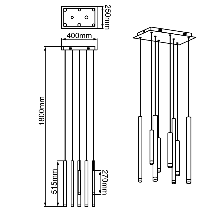 Brilliant - karājoša LED lampa ar regulējamu spilgtumu CEMBALO LED/32W/230V matēts hroms/melns/brūns