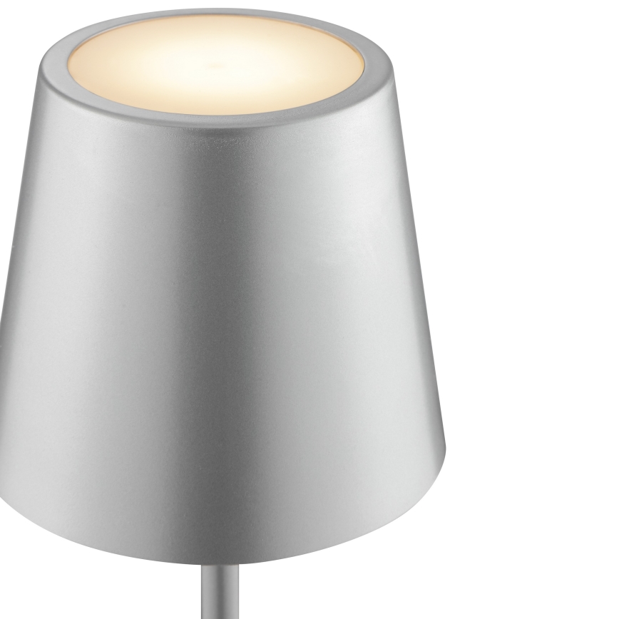 Brilliant - ar regulējamu spilgtumu, uzlādējama ar skārienvadību āra LED galda lampa ELORA LED/2,5W/5V 2700K 2600 mAh IP44 sudraba