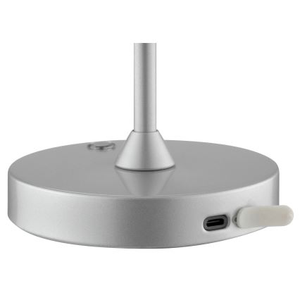 Brilliant - LED ar regulējamu spilgtumu, uzlādējama skārienjūtīga āra galda lampa ELORA LED/2,5W/5V 2700K 2600 mAh IP44 sudraba