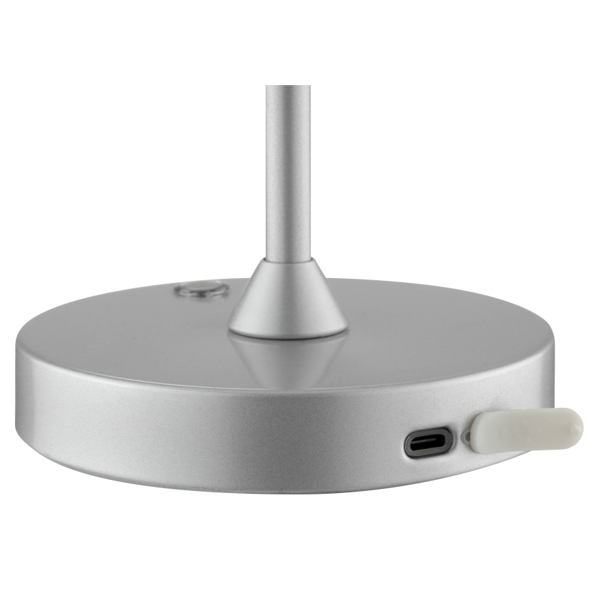 Brilliant - LED ar regulējamu spilgtumu, uzlādējama skārienjūtīga āra galda lampa ELORA LED/2,5W/5V 2700K 2600 mAh IP44 sudraba
