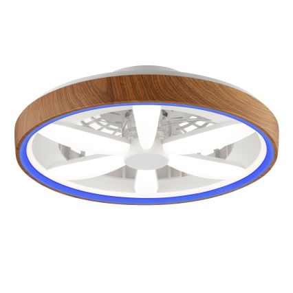 Brilliant - LED RGBW Aptumšojams griestu ventilators GAIANO LED/24W/230V 2700-6500K d. 48 cm brūna + tālvadības pults