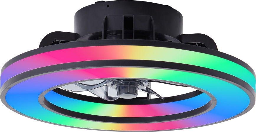 Brilliant - LED RGBW Aptumšojams griestu ventilators MONDELLO LED/26W/230V 2700-6500K d. 41 cm melna + tālvadības pults
