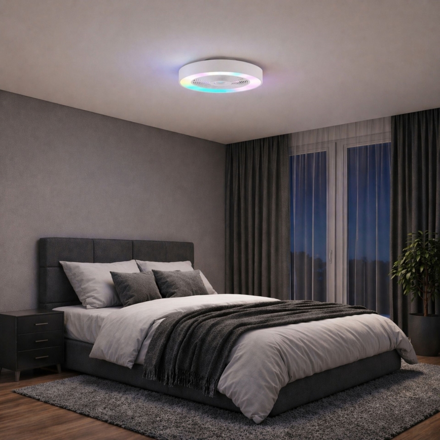 Brilliant - regulējama LED RGBW griestu lampa ar ventilatoru CATANIA LED/37W/230V 2700-6500K Ø 48,6 cm balta + tālvadība