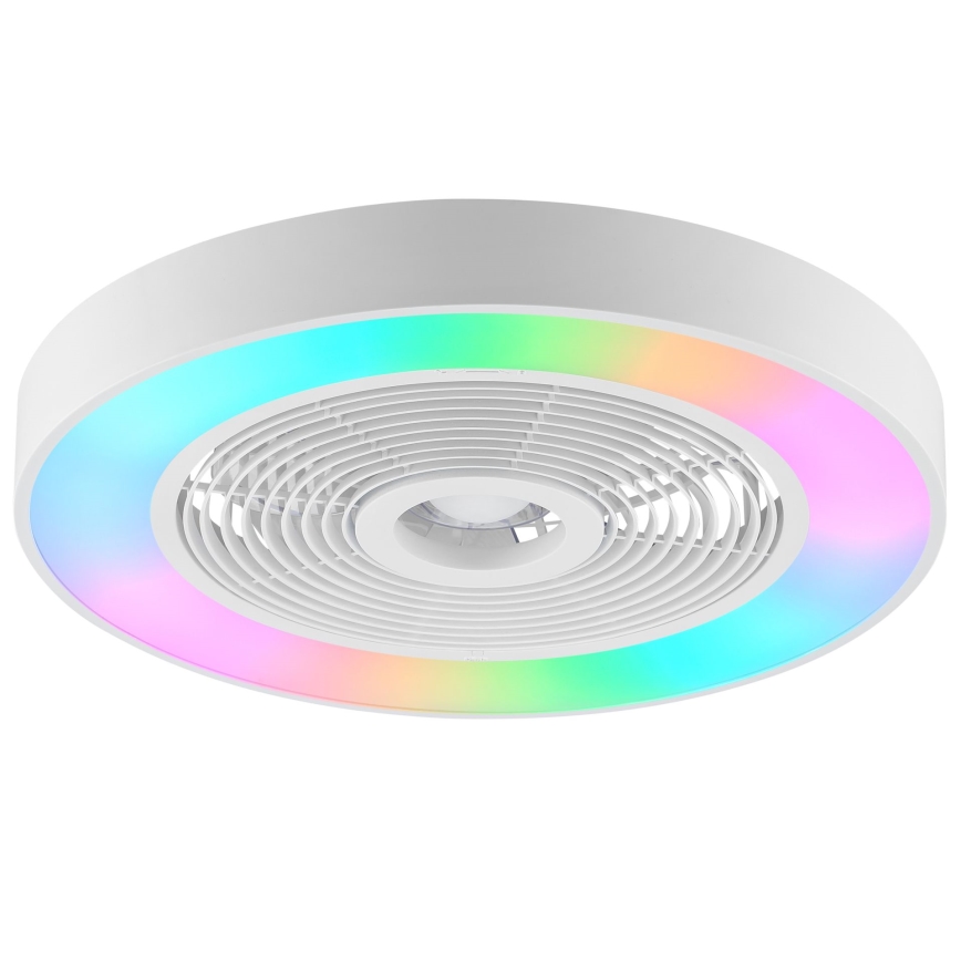 Brilliant - regulējama LED RGBW griestu lampa ar ventilatoru CATANIA LED/37W/230V 2700-6500K Ø 48,6 cm balta + tālvadība