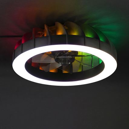 Brilliant - LED RGBW Regulējams griestu ventilators ar gaismu FANORA LED/30W/230V 2700-6500K Ø 46 cm melns + tālvadības pults