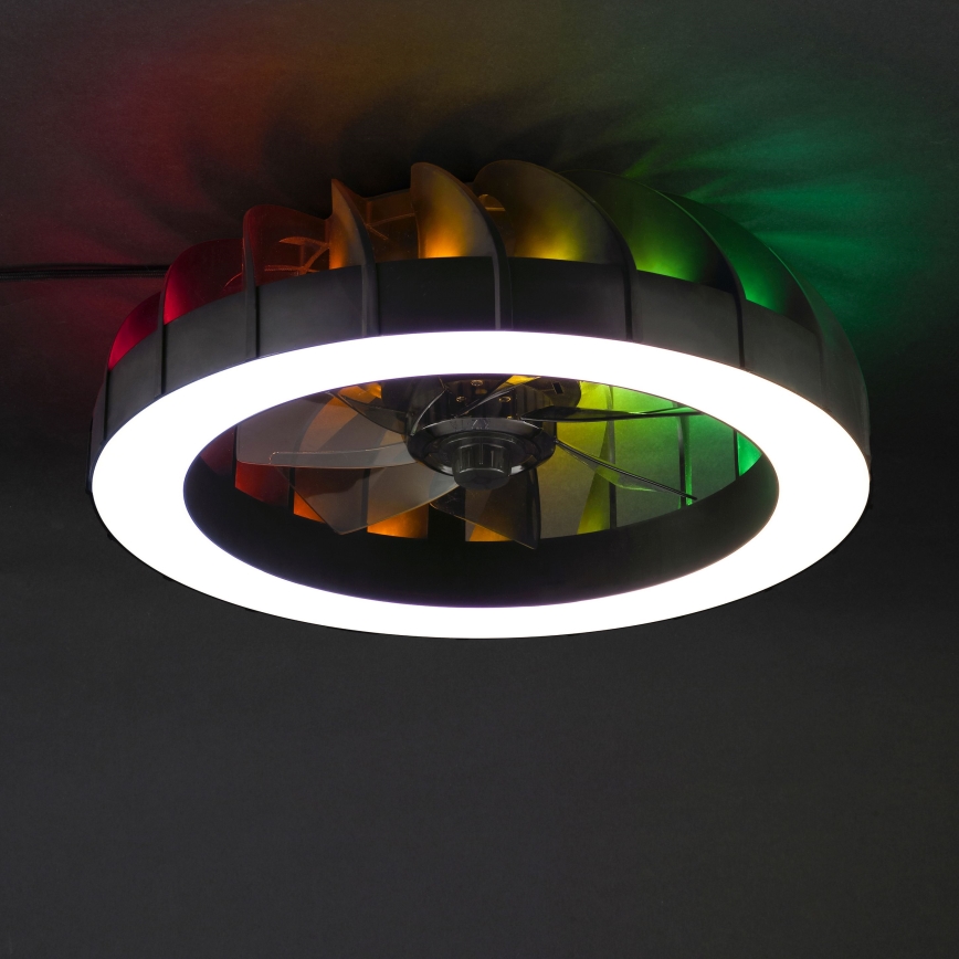Brilliant - LED RGBW Regulējams griestu ventilators ar gaismu FANORA LED/30W/230V 2700-6500K Ø 46 cm melns + tālvadības pults