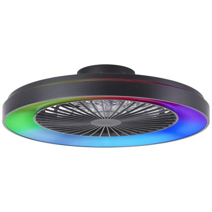 Brilliant - LED RGBW Regulējams griestu ventilators MAZZARO LED/24W/230V 3000-6500K Ø 58 cm melns + tālvadības pults