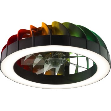Brilliant - LED RGBW Regulējams griestu ventilators ar gaismu FANORA LED/30W/230V 2700-6500K Ø 46 cm melns + tālvadības pults