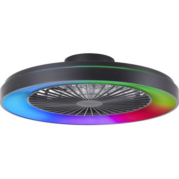 Brilliant - LED RGBW Regulējams griestu ventilators MAZZARO LED/24W/230V 3000-6500K Ø 58 cm melns + tālvadības pults