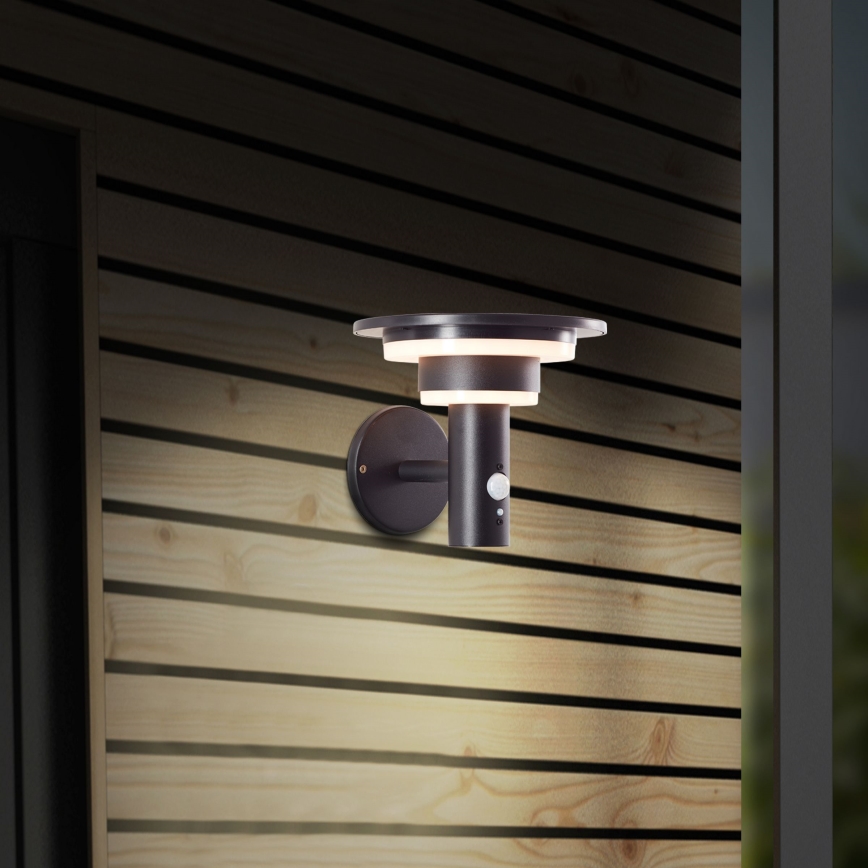 Brilliant - LED Saules enerģijas sienas lampa ar sensoru GARVINA LED/3W/3,7V IP44 melna