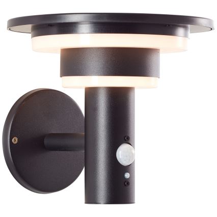 Brilliant - LED Saules enerģijas sienas lampa ar sensoru GARVINA LED/3W/3,7V IP44 melna