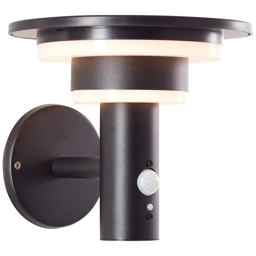 Brilliant - LED Saules enerģijas sienas lampa ar sensoru GARVINA LED/3W/3,7V IP44 melna