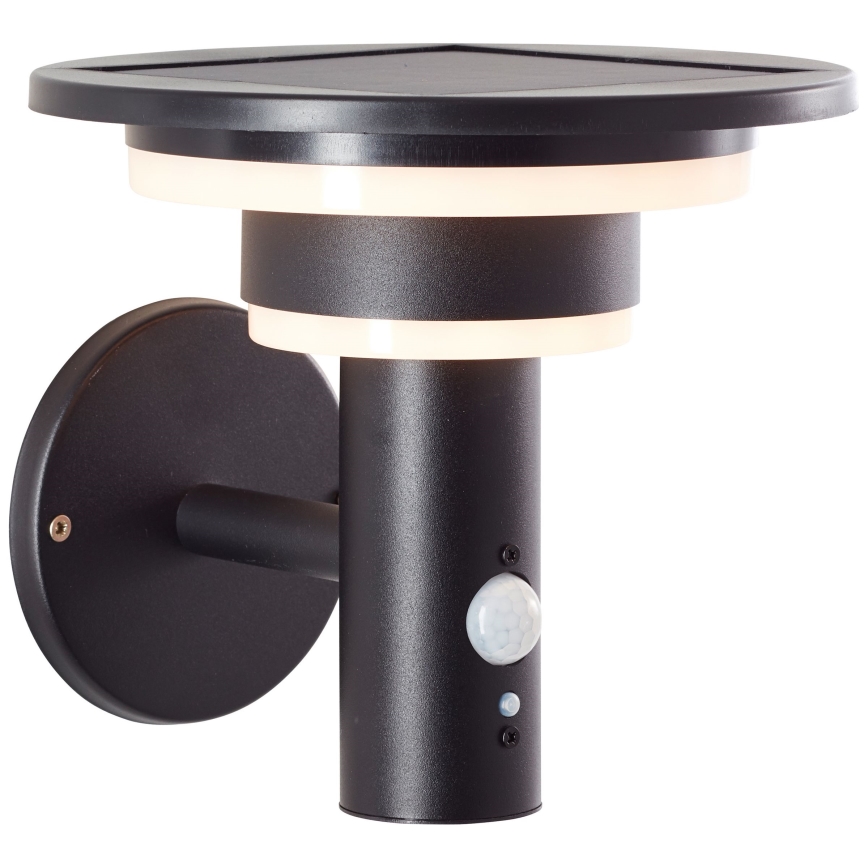 Brilliant - LED Saules enerģijas sienas lampa ar sensoru GARVINA LED/3W/3,7V IP44 melna