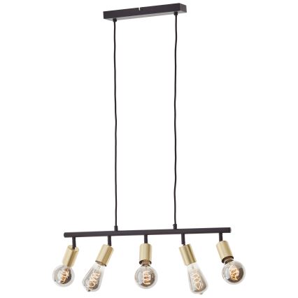 Brilliant - Lustra uz kabeļa TIFFANY 5xE27/28W/230V melns/misiņš