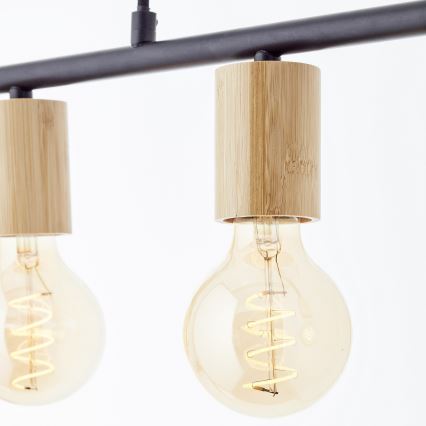 Brilliant - Pakaramā lampa uz kabeļa KERRY 5xE27/40W/230V melna/bambuss