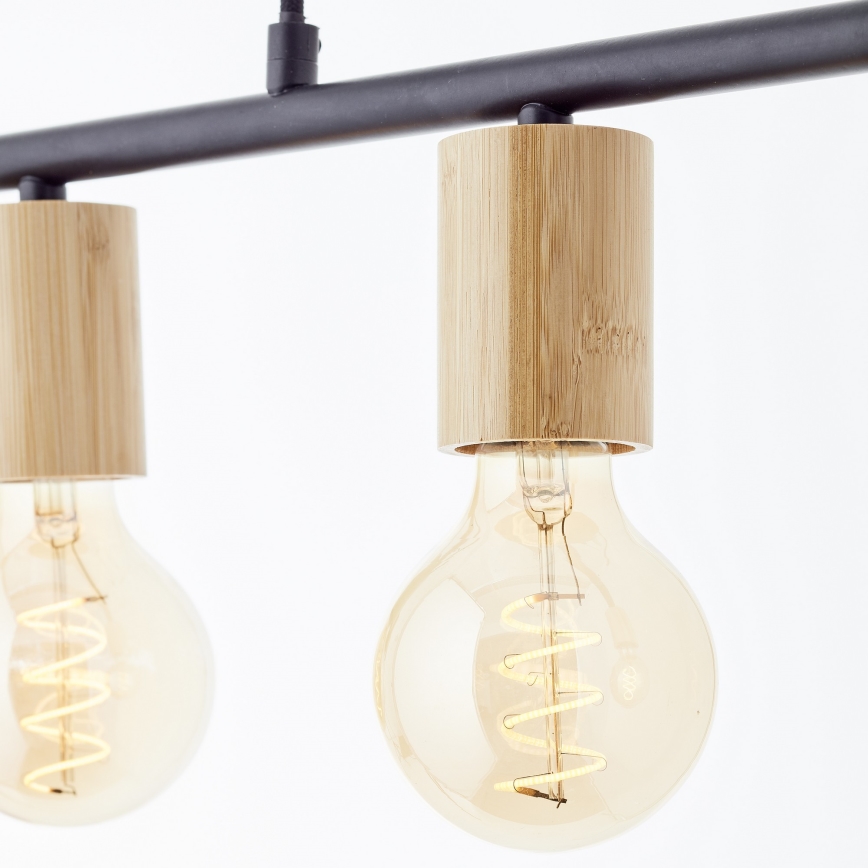 Brilliant - Pakaramā lampa uz kabeļa KERRY 5xE27/40W/230V melna/bambuss