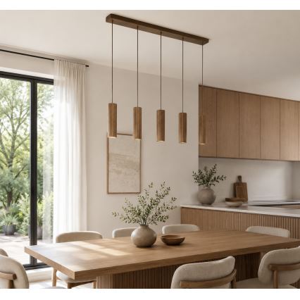 Brilliant - Pakarināma lampa uz kabeļa LAKEWOOD 5xGU10/10W/230V brūna