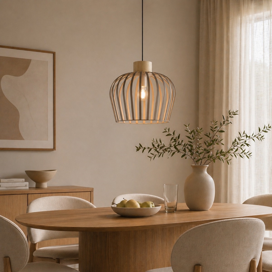 Brilliant - Piekaramā lampa uz kabeļa NORDIC CAGE 1xE27/20W/230V Ø 35 cm, bēša