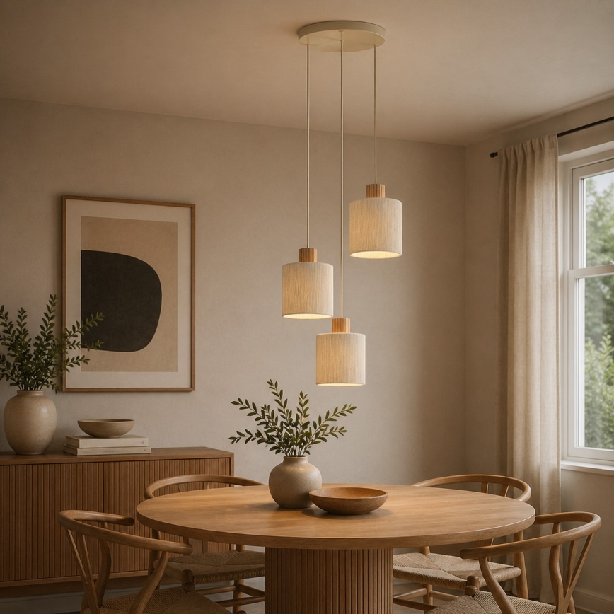 Brilliant - piekaramā lustra ARLO 3xE27/20W/230V, Ø 40 cm, krēmkrāsaina