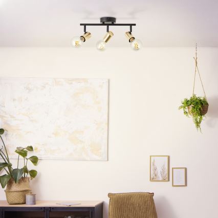 Brilliant - punktveida gaismeklis KERRY 3xE27/40W/230V melns/misiņš