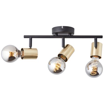 Brilliant - punktveida gaismeklis KERRY 3xE27/40W/230V melns/misiņš