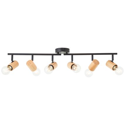 Brilliant - Punktveida gaismeklis KERRY 6xE27/40W/230V melns/bambuss