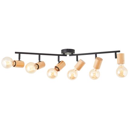 Brilliant - Punktveida gaismeklis KERRY 6xE27/40W/230V melns/bambuss