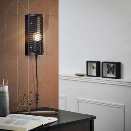 Brilliant - Sienas lampa MAZE 1xE27/40W/230V melna