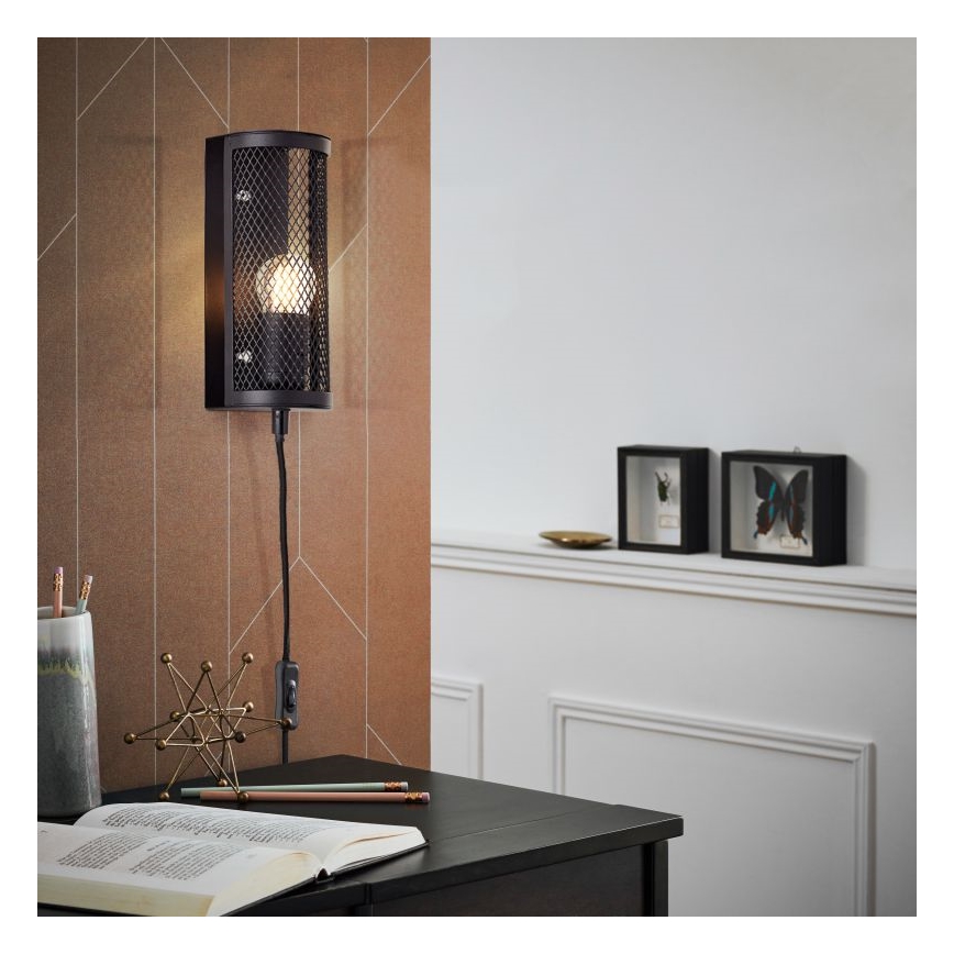 Brilliant - Sienas lampa MAZE 1xE27/40W/230V melna