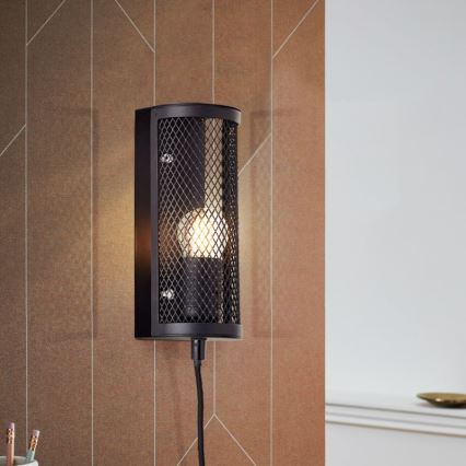 Brilliant - Sienas lampa MAZE 1xE27/40W/230V melna