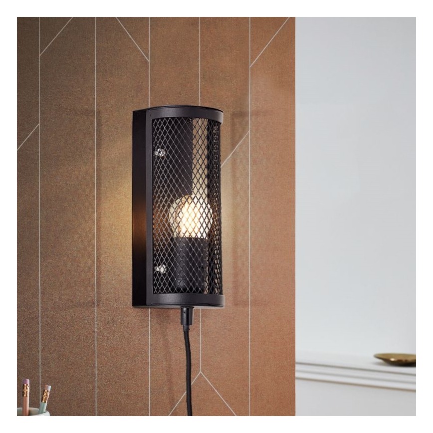 Brilliant - Sienas lampa MAZE 1xE27/40W/230V melna