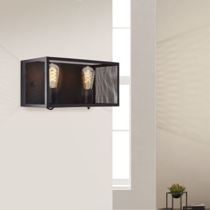 Brilliant - Sienas lampa MAZE 2xE27/40W/230V melna