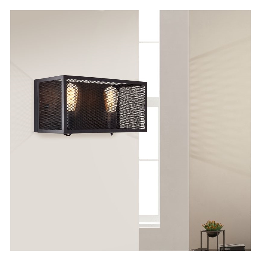 Brilliant - Sienas lampa MAZE 2xE27/40W/230V melna