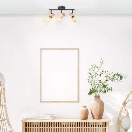 Brilliant - Virziena gaismeklis KERRY 3xE27/40W/230V melns/bambuss