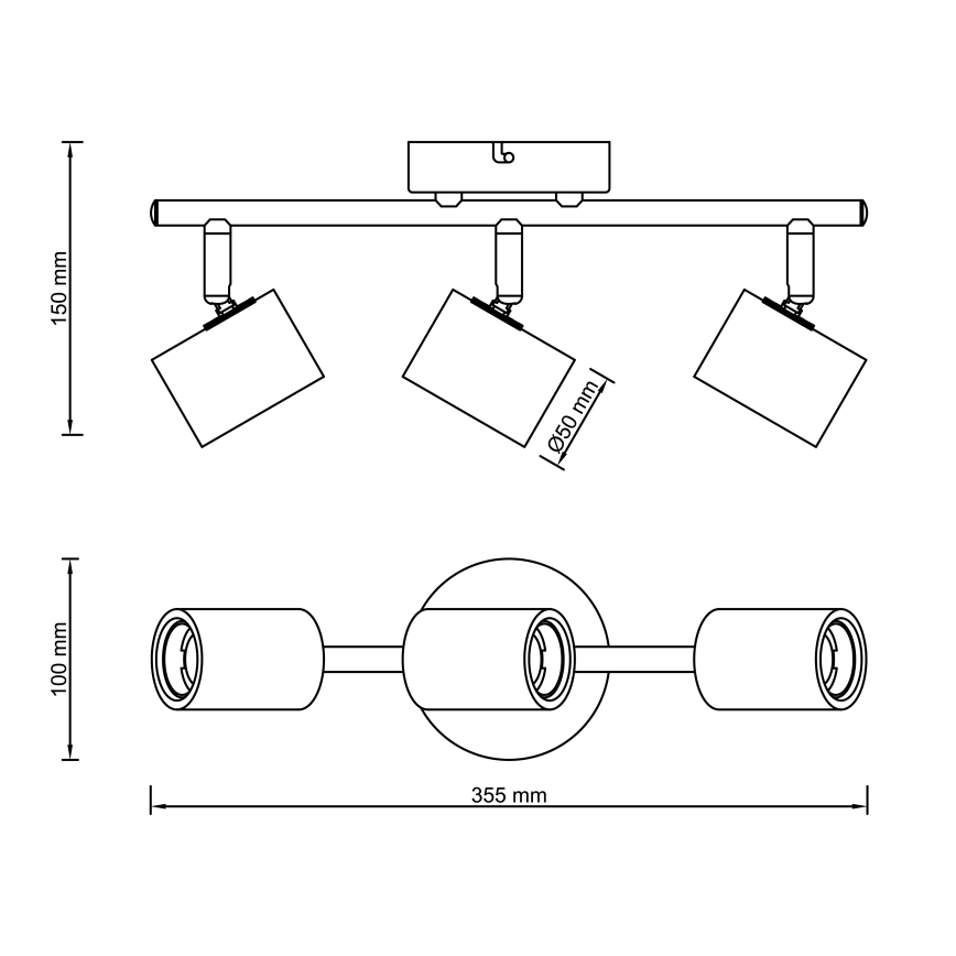 Brilliant - Virziena gaismeklis KERRY 3xE27/40W/230V melns/bambuss