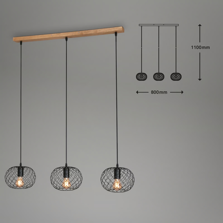 Brilo 4037-035 - Pakaramā lustra uz vada WINKI 3xE27/40W/230V