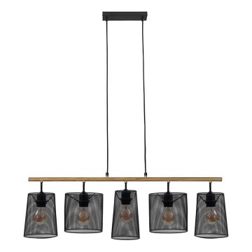 Brilo 4078-054 - Pakaramā lustra uz vada WOOD & STYLE 5xE27/60W/230V