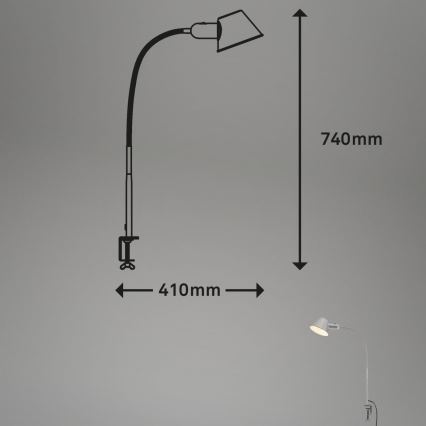 Brilo - elastīga galda lampa ar skavu 1xE27/10W/230V sudraba