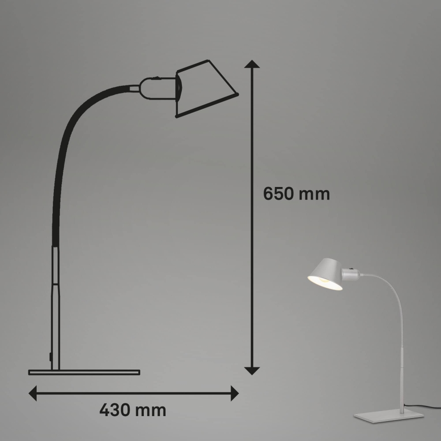 Brilo - Galda lampa 1xE27/10W/230V matēts hroms