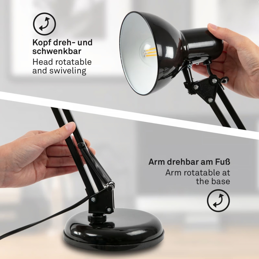 Brilo - Galda lampa PIXA 1xE14/25W/230V melna