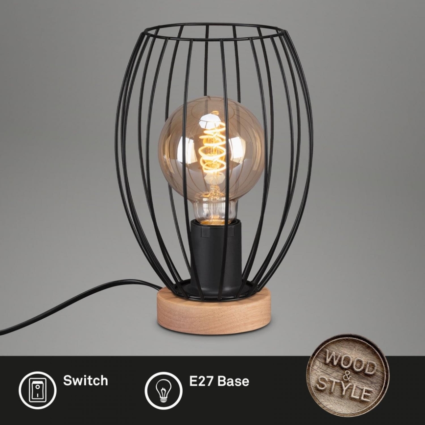 Brilo - Galda lampa WAKTU 1xE27/25W/230V gumijkoks