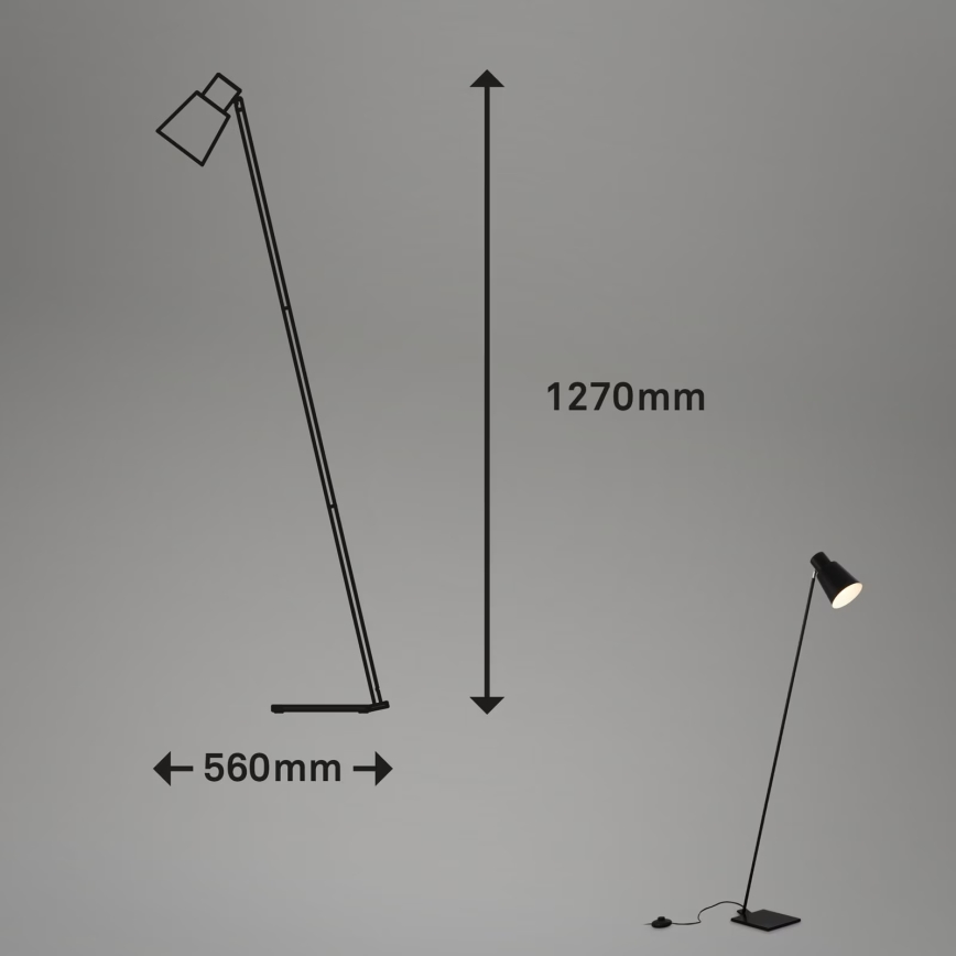 Brilo - Grīdas stāvlampa 1xE27/10W/230V melna